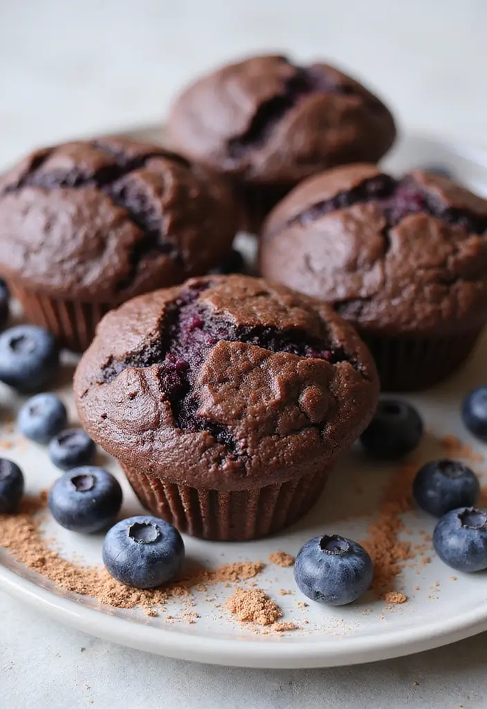 25 Healthy Chocolate Muffin Recipes for Guilt-Free Indulgence - 22. Blueberry Chocolate Muffins