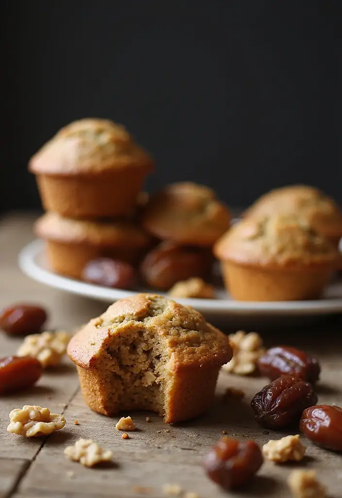 25 High Fiber Muffin Recipes That Support Digestion - 10. Date and Walnut Muffins