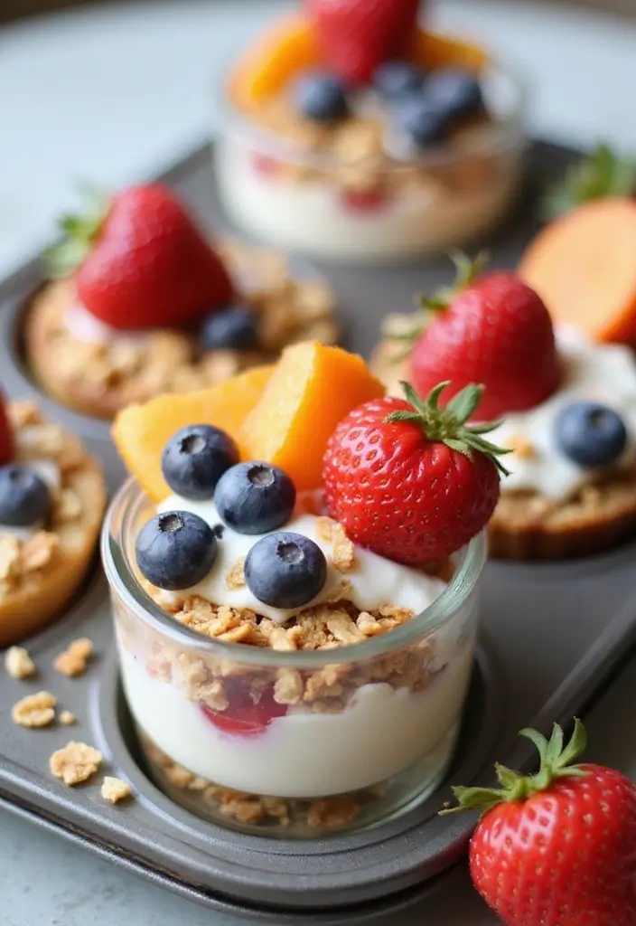 25 Mini Muffin Tin Appetizer Recipes for Parties and Holidays 98 25 Mini Muffin Tin Appetizer Recipes for Parties and Holidays - 16. Mini Fruit and Yogurt Parfaits