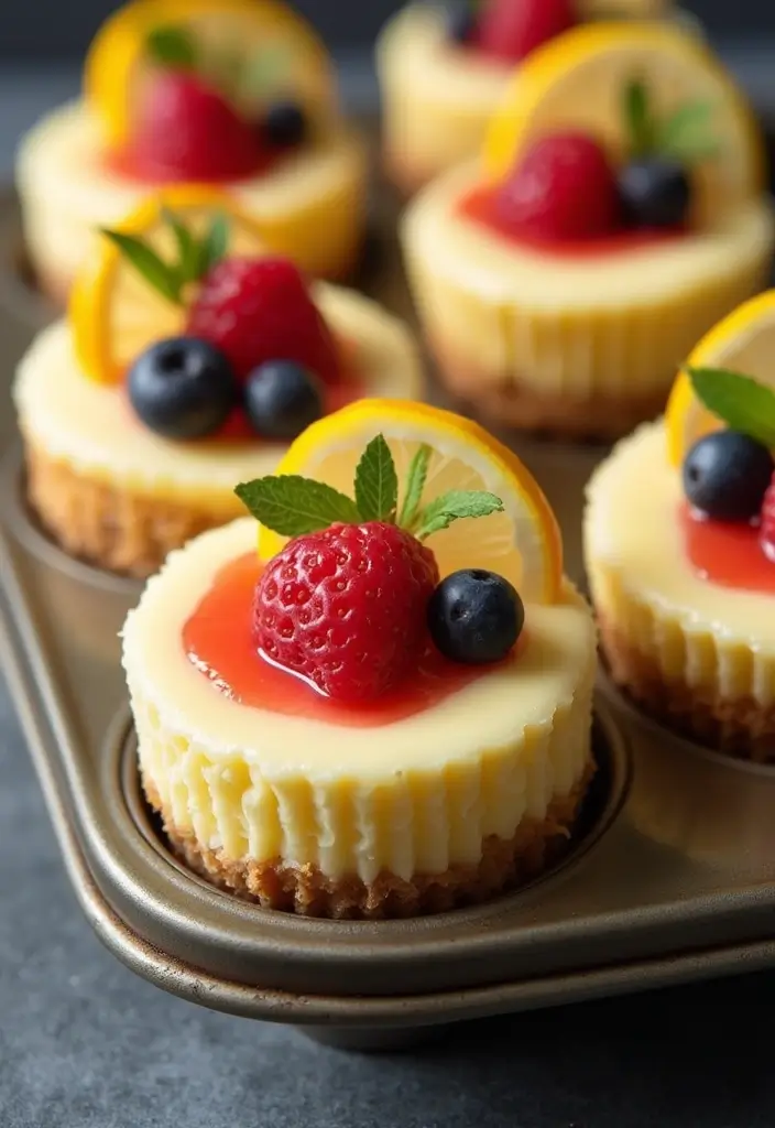 25 Mini Muffin Tin Appetizer Recipes for Parties and Holidays 110 25 Mini Muffin Tin Appetizer Recipes for Parties and Holidays - 18. Mini Lemon Cheesecakes