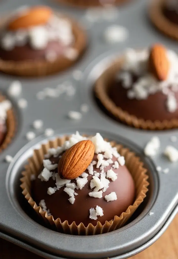 25 Mini Muffin Tin Appetizer Recipes for Parties and Holidays 129 25 Mini Muffin Tin Appetizer Recipes for Parties and Holidays - 21. Mini Almond Joy Bites