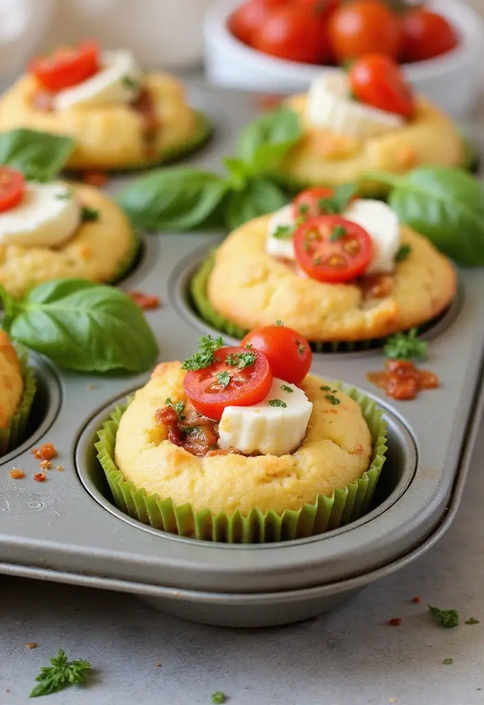 25 Mini Muffin Tin Appetizer Recipes for Parties and Holidays 29 25 Mini Muffin Tin Appetizer Recipes for Parties and Holidays - 5. Caprese Stuffed Mini Muffins