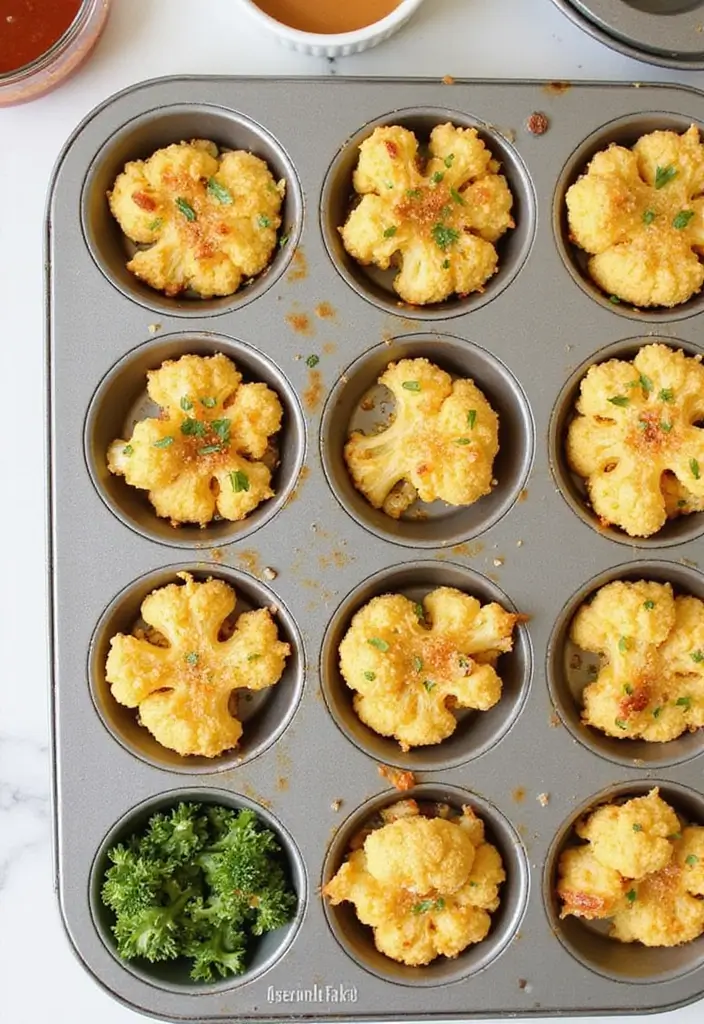 25 Mini Muffin Tin Appetizer Recipes for Parties and Holidays 43 25 Mini Muffin Tin Appetizer Recipes for Parties and Holidays - 7. Garlic Parmesan Roasted Cauliflower Bites