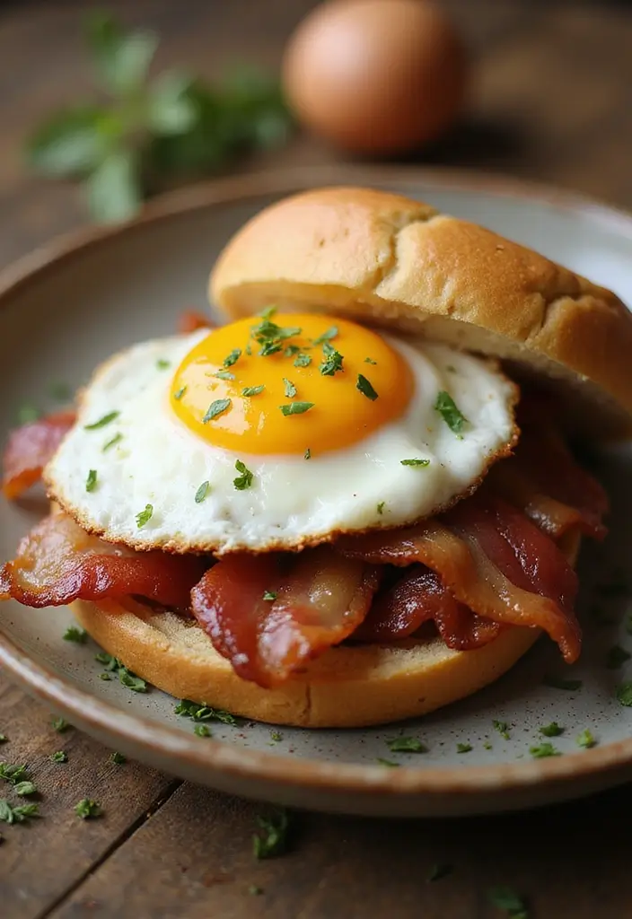 27 Egg and English Muffin Recipes for Quick Breakfasts 110 27 Egg and English Muffin Recipes for Quick Breakfasts - 18. Egg and Bacon English Muffin