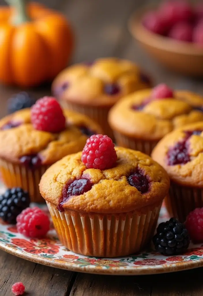 27 Healthy Pumpkin Muffin Recipes for Fall Baking 155 27 Healthy Pumpkin Muffin Recipes for Fall Baking - 25. Pumpkin Muffins with Berries