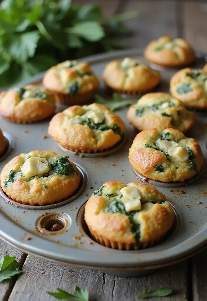 27 Mini Muffin Tin Brunch Recipes for Weekends and Parties - 1. Spinach and Feta Mini Muffins