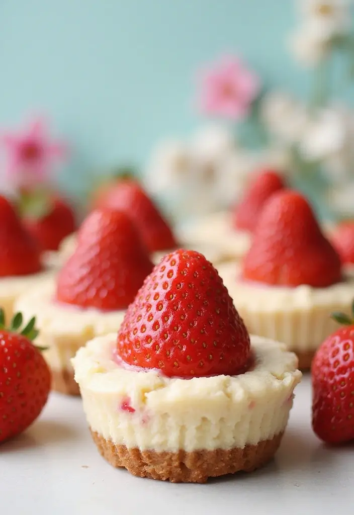 27 Mini Muffin Tin Brunch Recipes for Weekends and Parties - 17. Strawberry Cheesecake Mini Muffins
