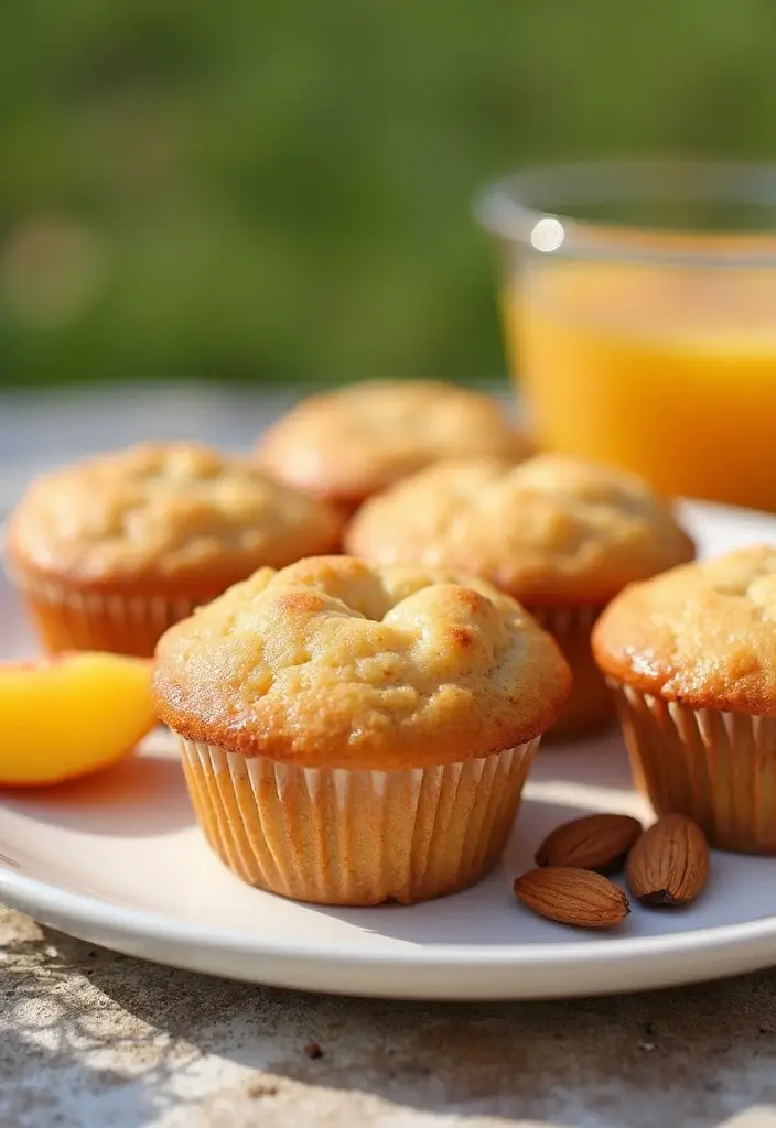 27 Mini Muffin Tin Brunch Recipes for Weekends and Parties - 22. Peach Almond Mini Muffins