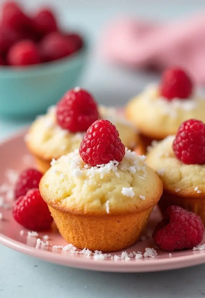 27 Mini Muffin Tin Brunch Recipes for Weekends and Parties - 27. Raspberry Coconut Mini Muffins