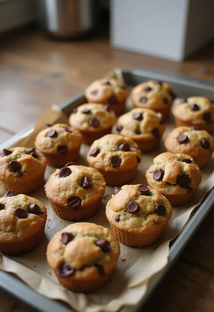 27 Mini Muffin Tin Brunch Recipes for Weekends and Parties - 5. Chocolate Chip Mini Muffins