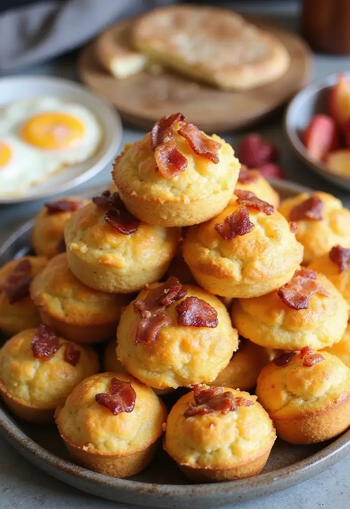 27 Mini Muffin Tin Brunch Recipes for Weekends and Parties - 9. Savory Bacon Cheddar Mini Muffins