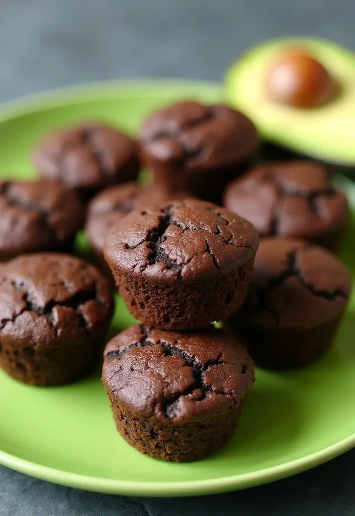 27 Mini Muffin Tin Dessert Recipes You’ll Want to Make Again - 15. Mini Chocolate Avocado Muffins