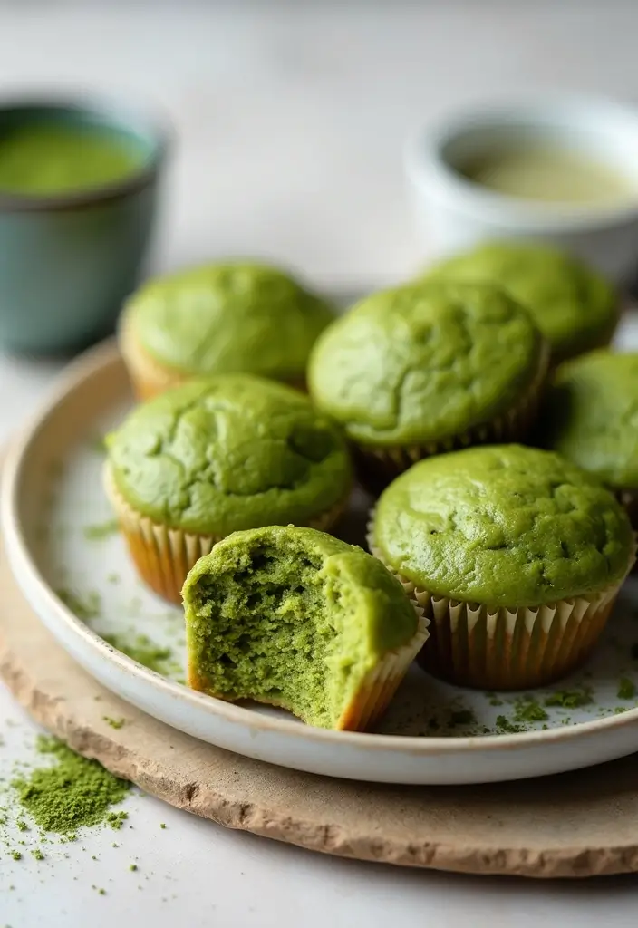 27 Mini Muffin Tin Dessert Recipes You’ll Want to Make Again - 17. Mini Matcha Green Tea Muffins