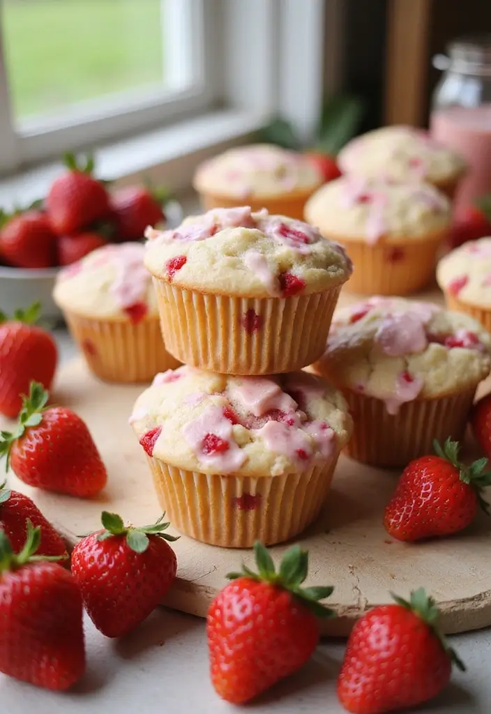 27 Muffin Recipes for Toddlers That Are Fun and Wholesome 67 27 Muffin Recipes for Toddlers That Are Fun and Wholesome - 11. Strawberry Yogurt Muffins