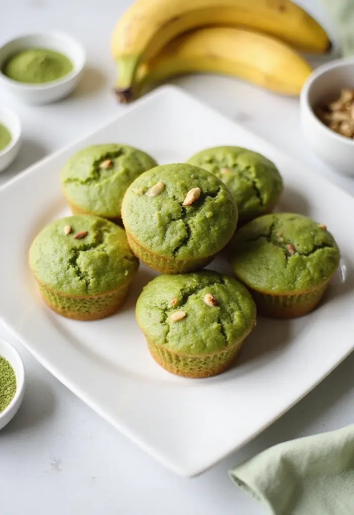 30+ Banana Nut Muffin Recipes for a Comforting Treat 112 30+ Banana Nut Muffin Recipes for a Comforting Treat - 20. Matcha Banana Nut Muffins