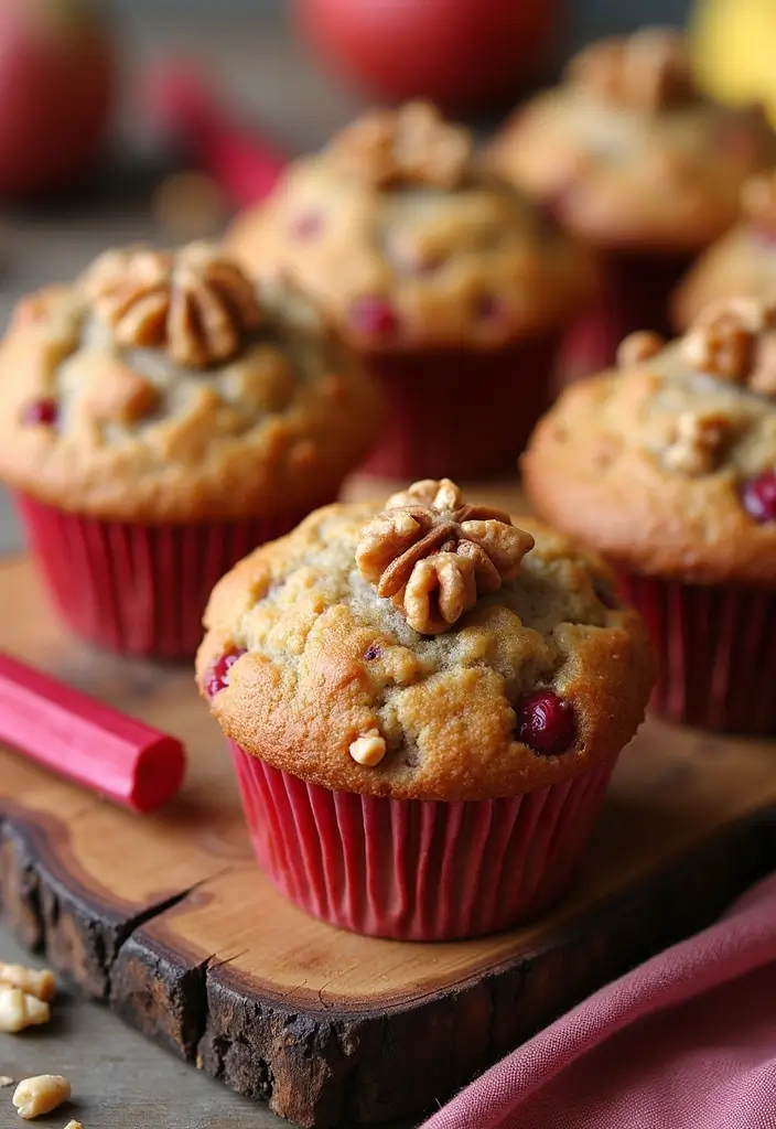 30+ Banana Nut Muffin Recipes for a Comforting Treat 136 30+ Banana Nut Muffin Recipes for a Comforting Treat - 24. Rhubarb Banana Nut Muffins