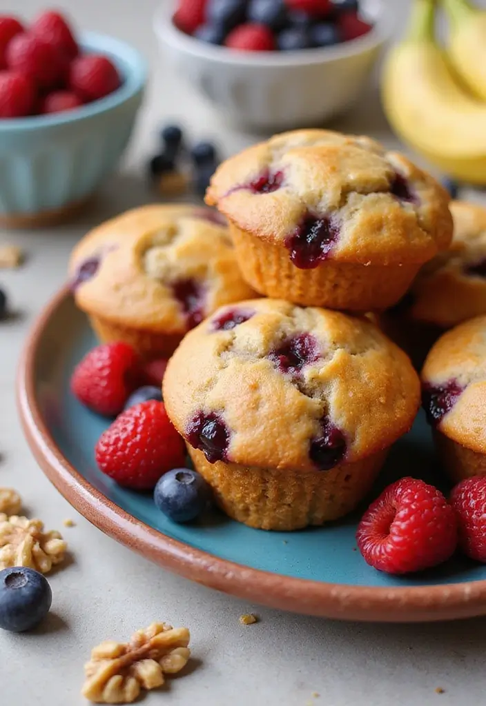 30+ Banana Nut Muffin Recipes for a Comforting Treat 47 30+ Banana Nut Muffin Recipes for a Comforting Treat - 9. Berry Banana Nut Muffins