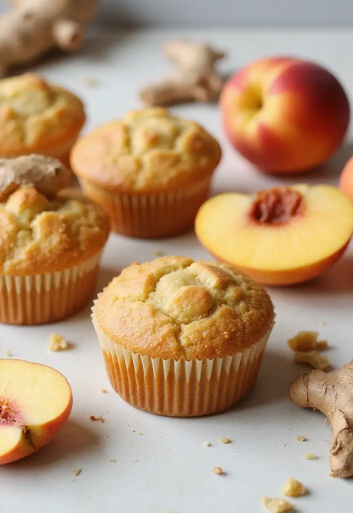 30+ Easy Healthy Muffin Recipes for Breakfast and Beyond 162 30+ Easy Healthy Muffin Recipes for Breakfast and Beyond - 26. Ginger Peach Muffins