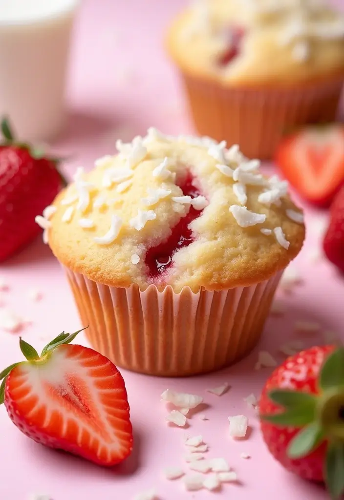 30+ Easy Healthy Muffin Recipes for Breakfast and Beyond 174 30+ Easy Healthy Muffin Recipes for Breakfast and Beyond - 28. Strawberry Coconut Muffins