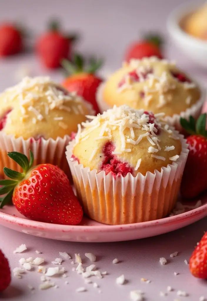 30+ Easy Mini Muffin Recipes for Quick Baking Fun 134 30+ Easy Mini Muffin Recipes for Quick Baking Fun - 20. Strawberry Coconut Mini Muffins