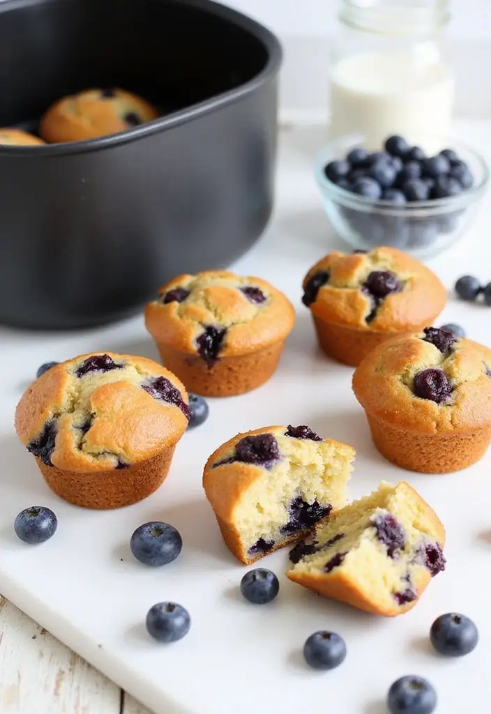 30+ Healthy Blueberry Muffin Recipes That Burst with Flavor 118 30+ Healthy Blueberry Muffin Recipes That Burst with Flavor - 18. Air Fryer Blueberry Muffins