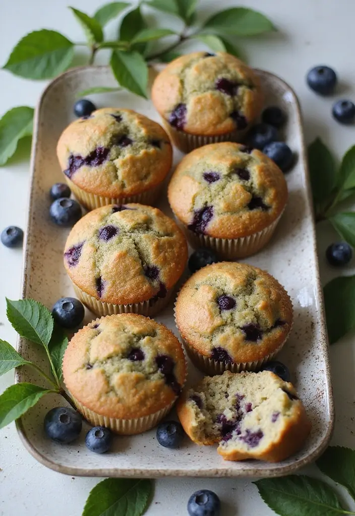30+ Healthy Blueberry Muffin Recipes That Burst with Flavor 125 30+ Healthy Blueberry Muffin Recipes That Burst with Flavor - 19. Green Tea Blueberry Muffins