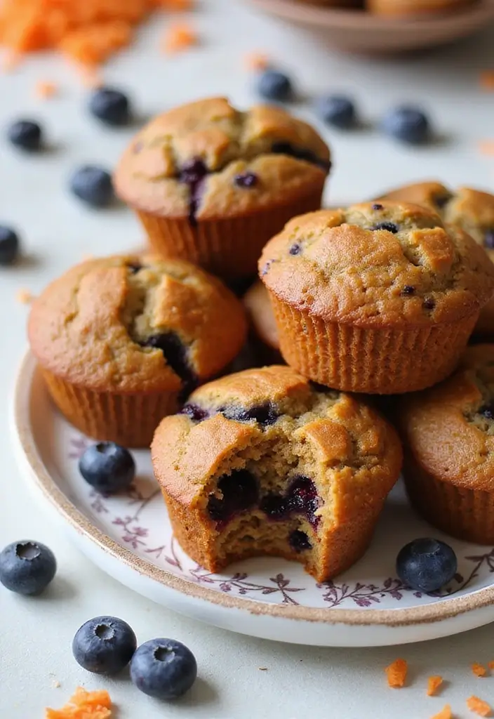 30+ Healthy Blueberry Muffin Recipes That Burst with Flavor 160 30+ Healthy Blueberry Muffin Recipes That Burst with Flavor - 24. Carrot Blueberry Muffins