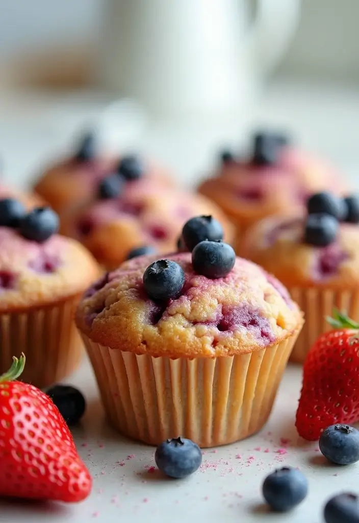 30+ Healthy Blueberry Muffin Recipes That Burst with Flavor 177 30+ Healthy Blueberry Muffin Recipes That Burst with Flavor - 27. Strawberry Blueberry Muffins