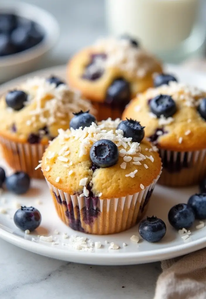 30+ Healthy Blueberry Muffin Recipes That Burst with Flavor 29 30+ Healthy Blueberry Muffin Recipes That Burst with Flavor - 5. Almond Coconut Blueberry Muffins