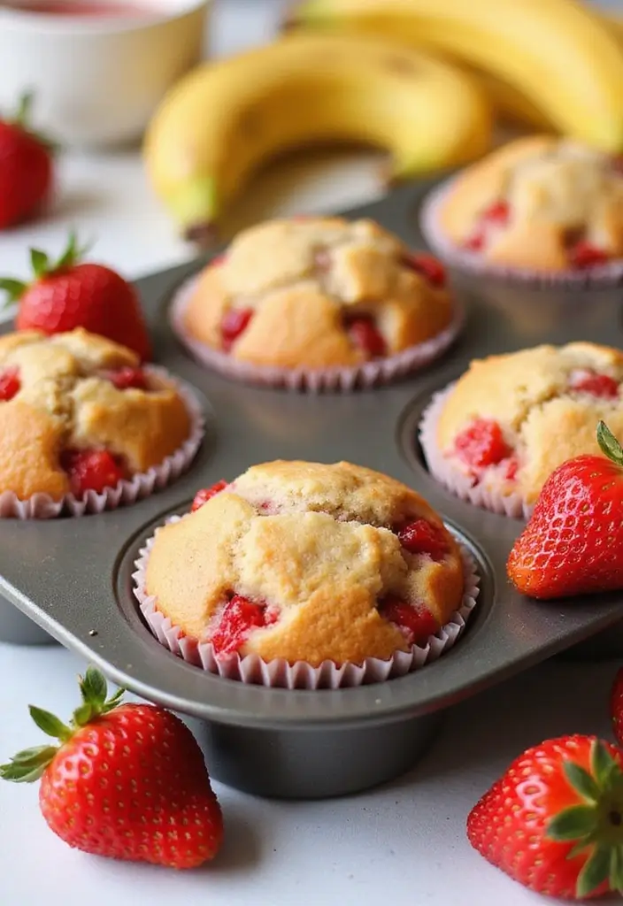 30+ High Protein Muffin Tin Recipes for Meal Prep 71 30+ High Protein Muffin Tin Recipes for Meal Prep - 11. Strawberry Banana Protein Muffins