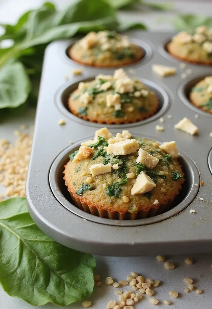 30+ High Protein Muffin Tin Recipes for Meal Prep 164 30+ High Protein Muffin Tin Recipes for Meal Prep - 26. Savory Spinach Feta Quinoa Muffins