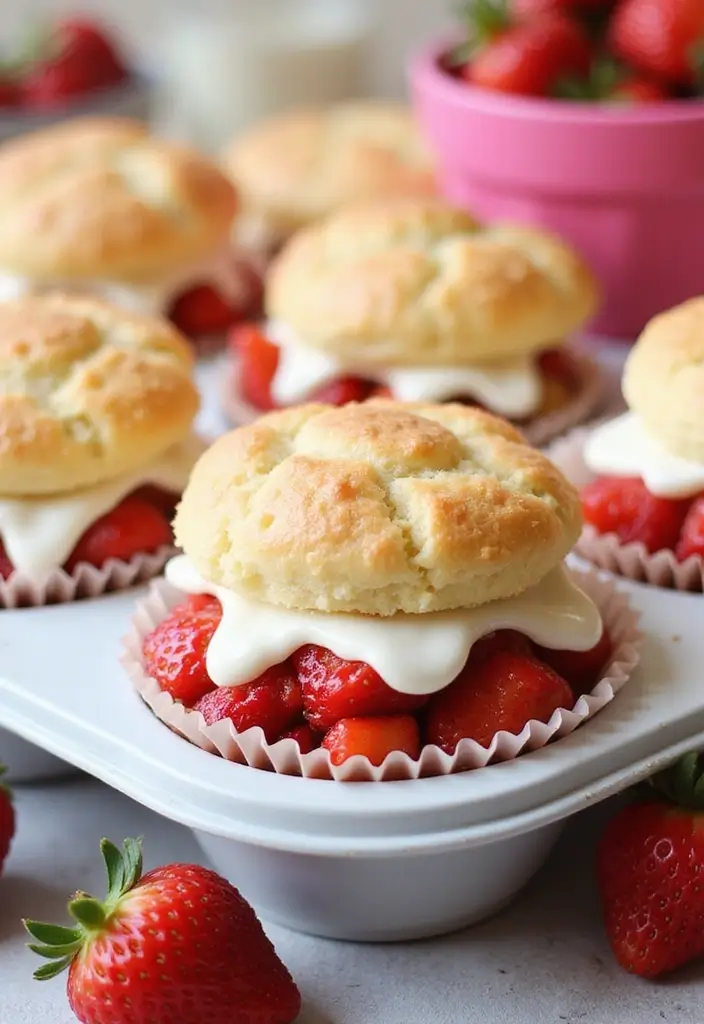 30+ Silicone Mini Muffin Pan Recipes for Easy Baking - 12. Strawberry Shortcake Muffins
